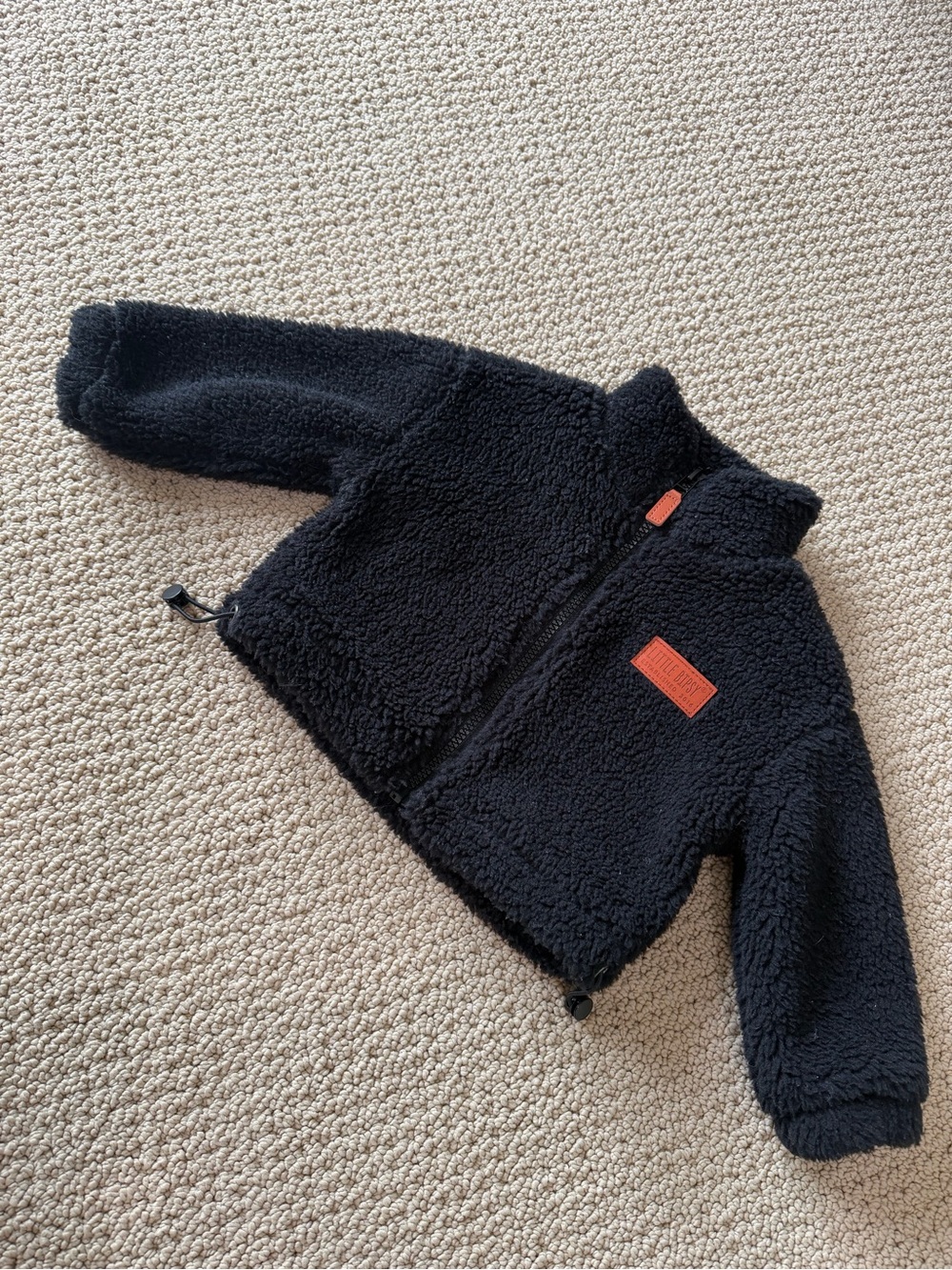 Little Bipsy Black Sherpa Jacket with Orange Patch
